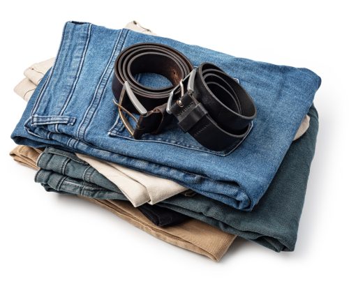 Jeans and leather belt